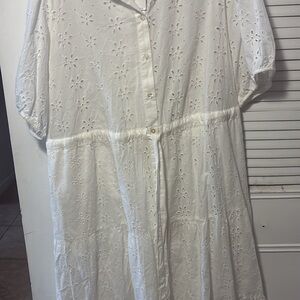 GAP White Eyelet Shirt Dress